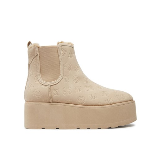 Guess Botki Jilaine FLFJIL FAL10 Beżowy ze sklepu MODIVO w kategorii Śniegowce damskie - zdjęcie 182749143
