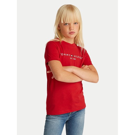 Tommy Hilfiger T-Shirt Essential KS0KS00397 D Czerwony Regular Fit ze sklepu MODIVO w kategorii Bluzki dziewczęce - zdjęcie 182749374