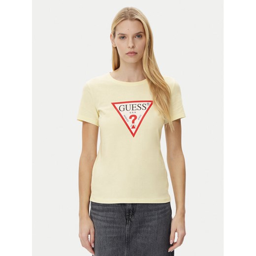 Guess T-Shirt W1YI1B I3Z14 Żółty Regular Fit ze sklepu MODIVO w kategorii Bluzki damskie - zdjęcie 182749502