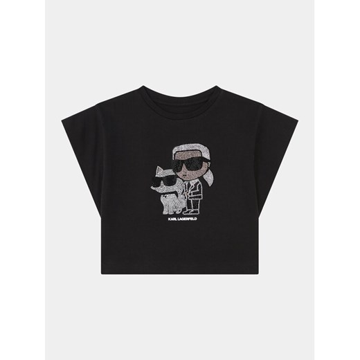 Karl Lagerfeld Kids Bluzka Z30113 S Czarny Regular Fit ze sklepu MODIVO w kategorii Bluzki dziewczęce - zdjęcie 182749583
