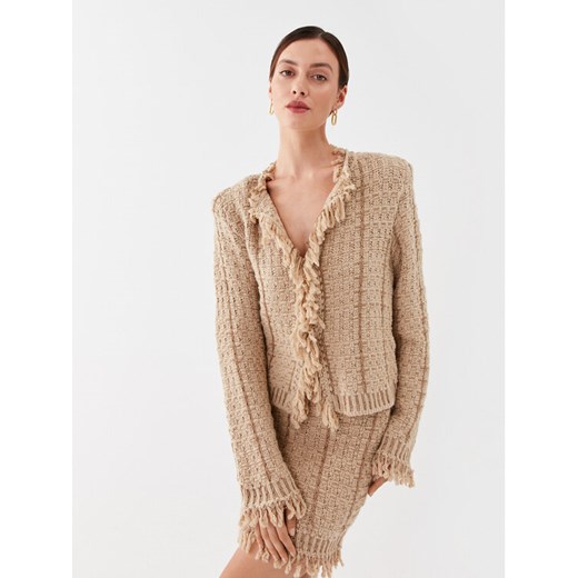 TWINSET Kardigan 232TP3630 Beżowy Regular Fit ze sklepu MODIVO w kategorii Swetry damskie - zdjęcie 182749661