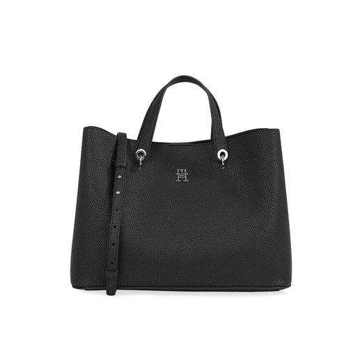 Tommy Hilfiger Torebka Th Emblem Satchel AW0AW15177 Czarny ze sklepu MODIVO w kategorii Torby Shopper bag - zdjęcie 182749682