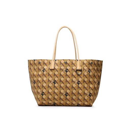Tory Burch Torebka Canvas Basketweave Tote 139623 Beżowy ze sklepu MODIVO w kategorii Torby Shopper bag - zdjęcie 182749754