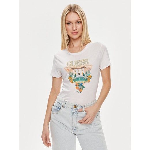 Guess T-Shirt Mansion Log W4GI53 K9SN1 Biały Regular Fit Guess XS MODIVO
