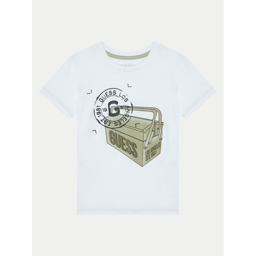 Guess T-Shirt N5RI27 K8HM4 Biały Regular Fit ze sklepu MODIVO w kategorii T-shirty chłopięce - zdjęcie 182749861