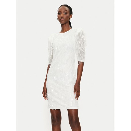 YAS Sukienka koktajlowa Bella 26034900 Biały Regular Fit ze sklepu MODIVO w kategorii Sukienki - zdjęcie 182749911