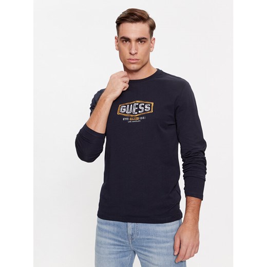 Guess Longsleeve M4RI34 J1314 Granatowy Slim Fit ze sklepu MODIVO w kategorii T-shirty męskie - zdjęcie 182749943