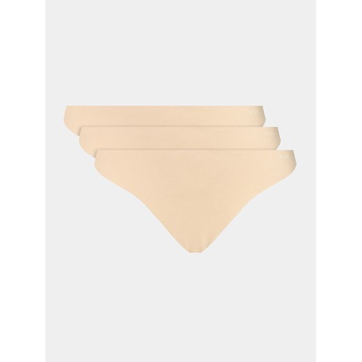 Hugo Komplet 3 par stringów 50492489 Beżowy ze sklepu MODIVO w kategorii Majtki damskie - zdjęcie 182750104