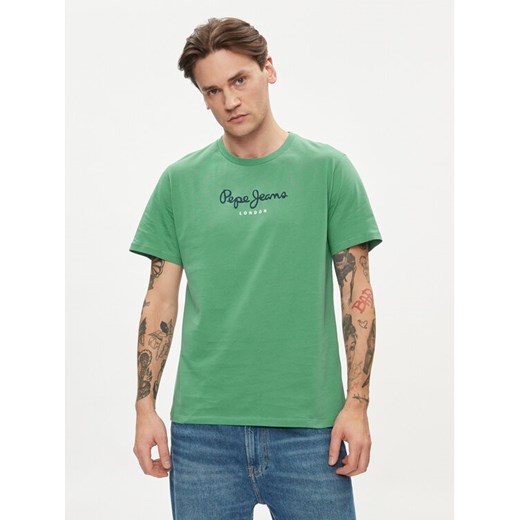 Pepe Jeans T-Shirt Eggo N PM508208 Zielony Regular Fit ze sklepu MODIVO w kategorii T-shirty męskie - zdjęcie 182750151