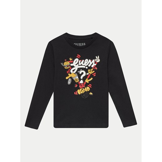 Guess Bluzka N4YI13 K8HM4 Czarny Regular Fit ze sklepu MODIVO w kategorii T-shirty chłopięce - zdjęcie 182750190