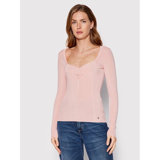 Guess Bluzka W2YR12 Z30K0 Różowy Slim Fit ze sklepu MODIVO w kategorii Bluzki damskie - zdjęcie 182750263