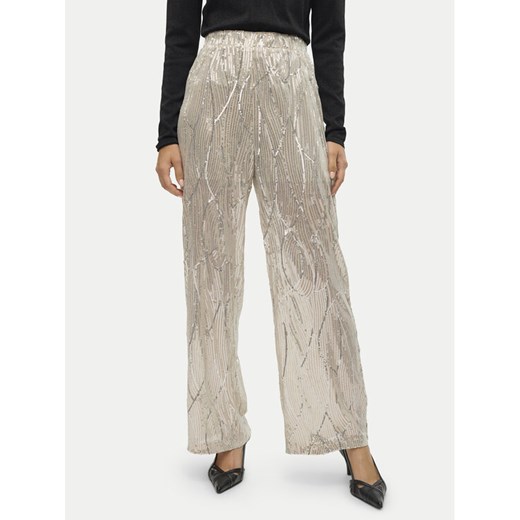 Vero Moda Spodnie materiałowe Ellen 10319016 Beżowy Straight Fit ze sklepu MODIVO w kategorii Spodnie damskie - zdjęcie 182750454