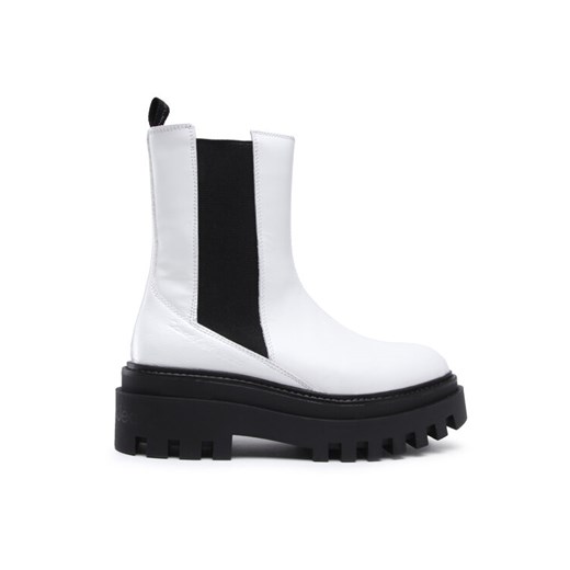 Calvin Klein Jeans Sztyblety Flatform Chelsea Boot YW0YW00850 Biały ze sklepu MODIVO w kategorii Workery damskie - zdjęcie 182750592
