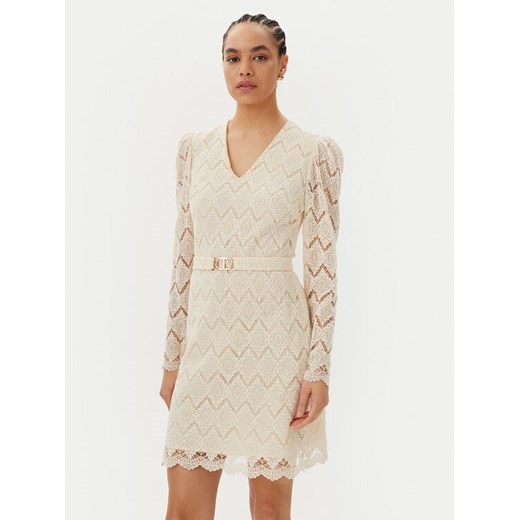 TWINSET Sukienka koktajlowa 251TP2402 Beżowy Regular Fit ze sklepu MODIVO w kategorii Sukienki - zdjęcie 182750712