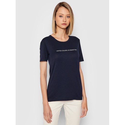 United Colors Of Benetton T-Shirt 3GA2E16A2 Granatowy Regular Fit ze sklepu MODIVO w kategorii Bluzki damskie - zdjęcie 182750851