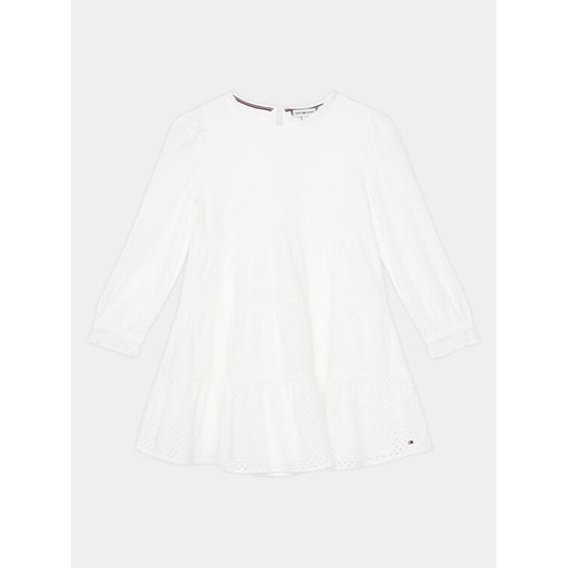 Tommy Hilfiger Sukienka codzienna Anglaise KG0KG07779 D Biały Regular Fit ze sklepu MODIVO w kategorii Sukienki niemowlęce - zdjęcie 182750910