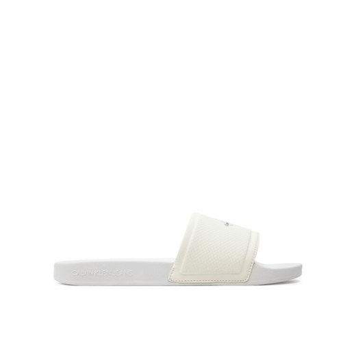 Calvin Klein Jeans Klapki Slide Institutional Metallic YM0YM01018 Biały ze sklepu MODIVO w kategorii Klapki męskie - zdjęcie 182751271