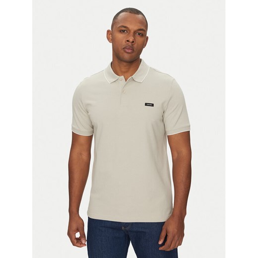 Calvin Klein Polo K10K112751 Szary Regular Fit ze sklepu MODIVO w kategorii T-shirty męskie - zdjęcie 182751300