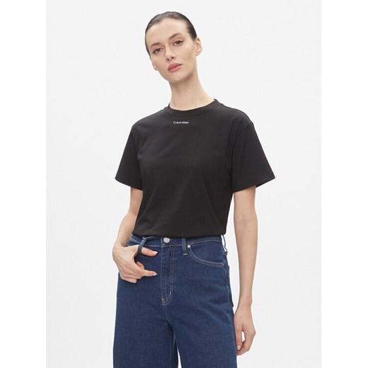 Calvin Klein T-Shirt Metallic Micro Logo T Shirt K20K206967 Czarny Regular Fit ze sklepu MODIVO w kategorii Bluzki damskie - zdjęcie 182751314
