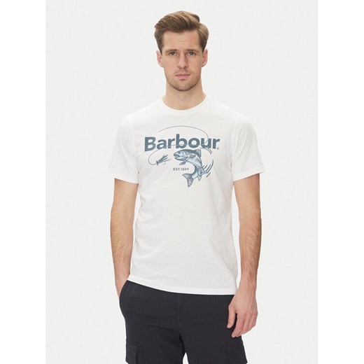 Barbour T-Shirt Lydd MTS1396WH11 Biały Tailored Fit ze sklepu MODIVO w kategorii T-shirty męskie - zdjęcie 182751773