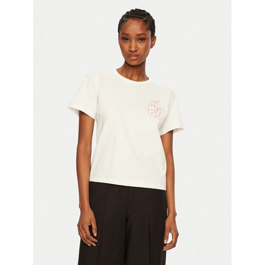 HUGO T-Shirt Destrel_1 50534246 Écru Regular Fit ze sklepu MODIVO w kategorii Bluzki damskie - zdjęcie 182751913
