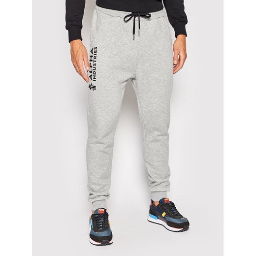 Alpha Industries Spodnie dresowe Basic 116368 Szary Regular Fit ze sklepu MODIVO w kategorii Spodnie męskie - zdjęcie 182752043