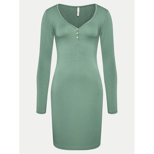 Hunkemöller Koszula nocna Henley 205025 Zielony Slim Fit ze sklepu MODIVO w kategorii Koszule nocne - zdjęcie 182752101