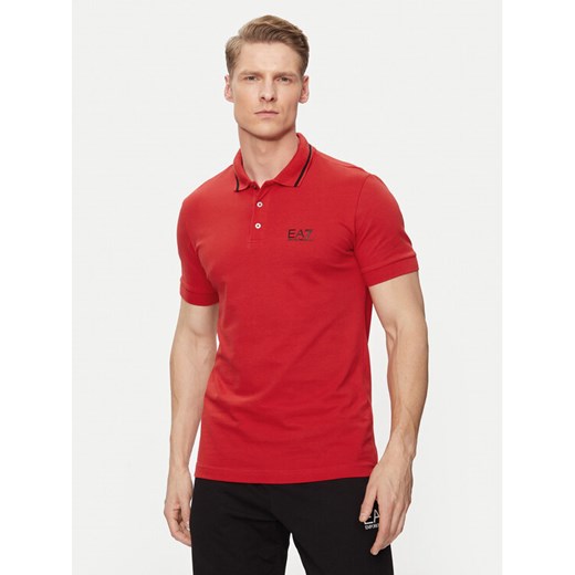 EA7 Emporio Armani Polo 8NPF06 PJ04Z 1461 Czerwony Regular Fit ze sklepu MODIVO w kategorii T-shirty męskie - zdjęcie 182752163