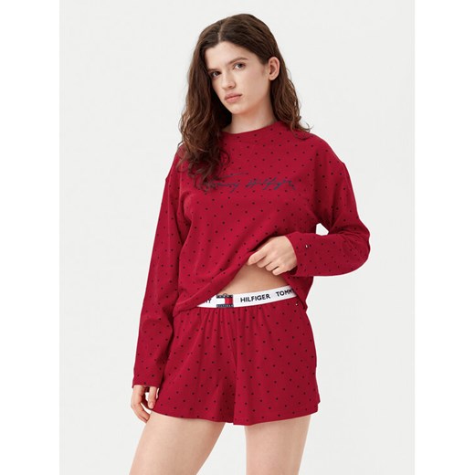 Tommy Hilfiger Piżama UW0UW05649 Czerwony Relaxed Fit ze sklepu MODIVO w kategorii Piżamy damskie - zdjęcie 182752183