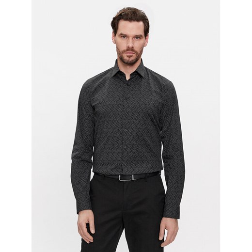 Calvin Klein Koszula Logo Print K10K112312 Czarny Slim Fit ze sklepu MODIVO w kategorii Koszule męskie - zdjęcie 182752220