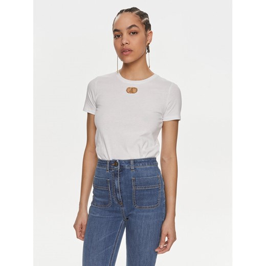 Elisabetta Franchi T-Shirt MA-52N-41E2-V180 Biały Regular Fit ze sklepu MODIVO w kategorii Bluzki damskie - zdjęcie 182752362