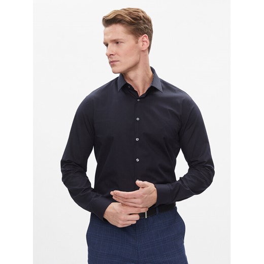 Calvin Klein Koszula K10K112310 Granatowy Slim Fit ze sklepu MODIVO w kategorii Koszule męskie - zdjęcie 182752384