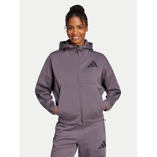 adidas Bluza Z.N.E. JD5985 Szary Loose Fit ze sklepu MODIVO w kategorii Bluzy damskie - zdjęcie 182752464