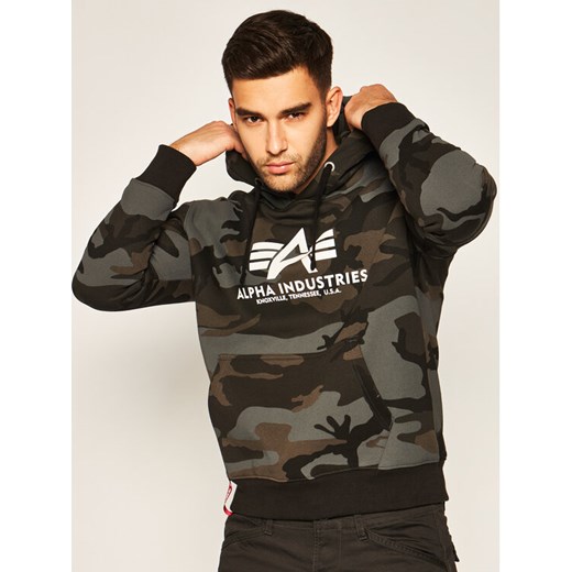 Alpha Industries Bluza Basic 178312C Zielony Regular Fit ze sklepu MODIVO w kategorii Bluzy męskie - zdjęcie 182752483