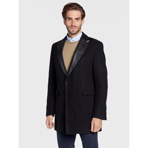 CG - CLUB of GENTS Płaszcz wełniany Piper-K 254001-001 Czarny Slim Fit ze sklepu MODIVO w kategorii Płaszcze męskie - zdjęcie 182752491