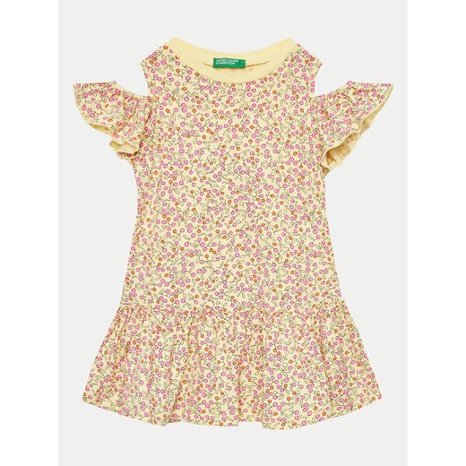 United Colors Of Benetton Sukienka codzienna 3M39GV00U Żółty Regular Fit ze sklepu MODIVO w kategorii Sukienki dziewczęce - zdjęcie 182752511
