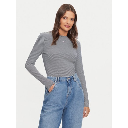 Tommy Jeans Bluzka Essential DW0DW19043 Granatowy Slim Fit ze sklepu MODIVO w kategorii Bluzki damskie - zdjęcie 182752671