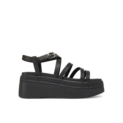 Tommy Jeans Sandały Tjw Wedgy Strappy Sandal EN0EN02756 Czarny ze sklepu MODIVO w kategorii Sandały damskie - zdjęcie 182752683