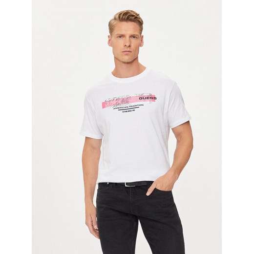 Guess T-Shirt M4YI03 I3Z14 Biały Regular Fit ze sklepu MODIVO w kategorii T-shirty męskie - zdjęcie 182752740