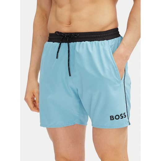 BOSS Szorty kąpielowe Starfish 50514429 Błękitny Regular Fit ze sklepu MODIVO w kategorii Kąpielówki - zdjęcie 182752784