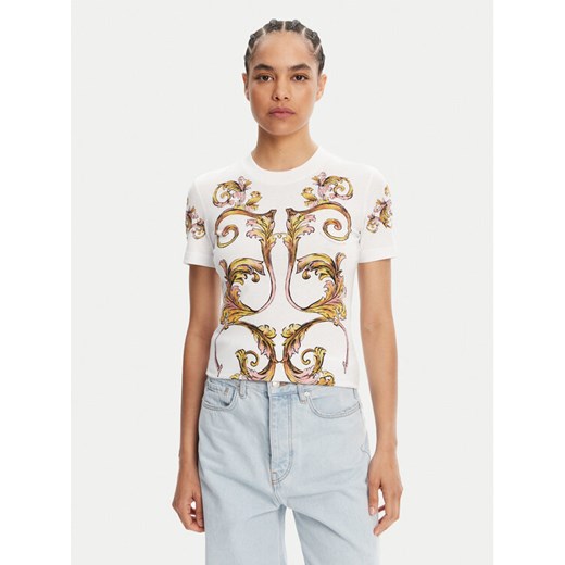 Versace Jeans Couture T-Shirt 78HAH6P8 Biały Slim Fit ze sklepu MODIVO w kategorii Bluzki damskie - zdjęcie 182752943