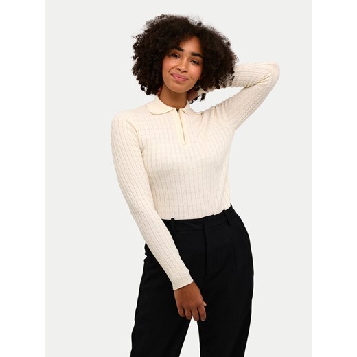 Kaffe Sweter Flora 10508952 Beżowy Slim Fit ze sklepu MODIVO w kategorii Swetry damskie - zdjęcie 182752980
