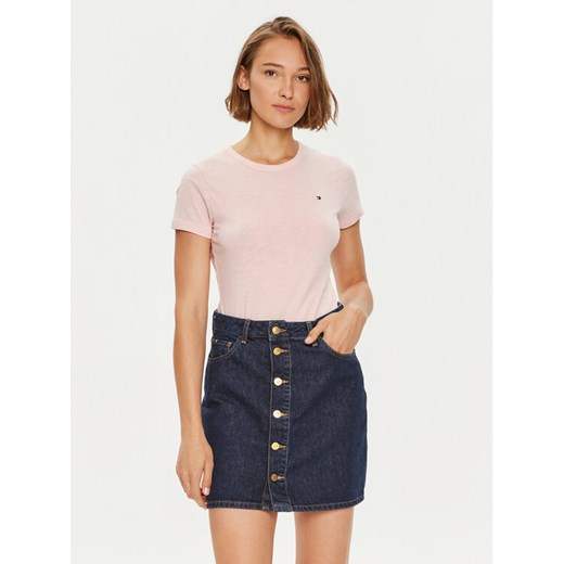 Tommy Hilfiger T-Shirt 1985 WW0WW37857 Różowy Slim Fit ze sklepu MODIVO w kategorii Bluzki damskie - zdjęcie 182752990