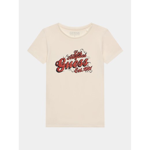 Guess T-Shirt J3BI03 J1314 Écru Regular Fit ze sklepu MODIVO w kategorii T-shirty chłopięce - zdjęcie 182753172