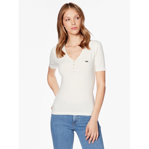Lee T-Shirt L44KIPNQ 112333722 Écru Regular Fit ze sklepu MODIVO w kategorii Bluzki damskie - zdjęcie 182753203