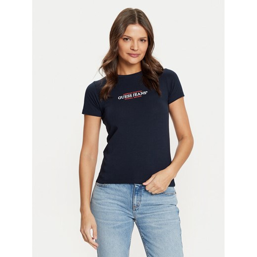 Guess Jeans T-Shirt W4YI03 J1314 Granatowy Regular Fit ze sklepu MODIVO w kategorii Bluzki damskie - zdjęcie 182753253