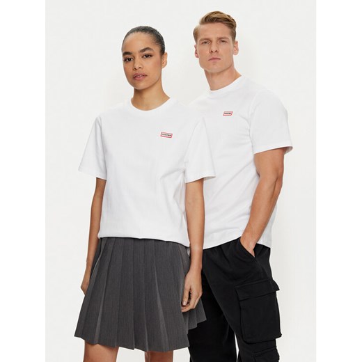 Hunter T-Shirt HARU0006242 Biały Regular Fit ze sklepu MODIVO w kategorii Bluzki damskie - zdjęcie 182753260
