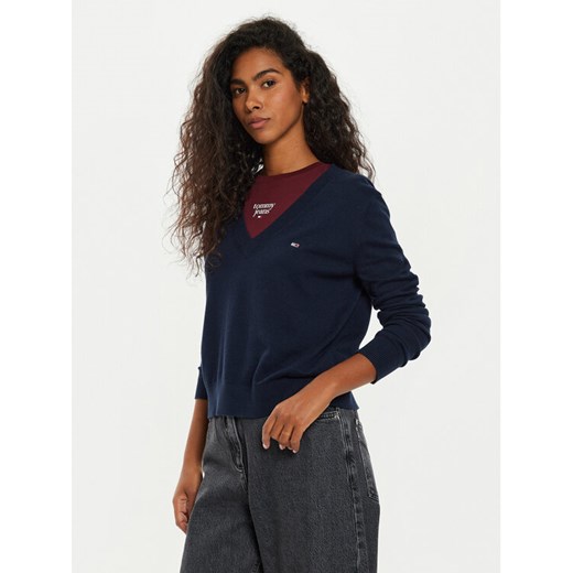 Tommy Jeans Sweter Tjw Essential DW0DW18670 Granatowy Regular Fit ze sklepu MODIVO w kategorii Swetry damskie - zdjęcie 182753480