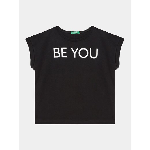 United Colors Of Benetton T-Shirt 3096C10C1 Czarny Regular Fit ze sklepu MODIVO w kategorii Bluzki dziewczęce - zdjęcie 182753684