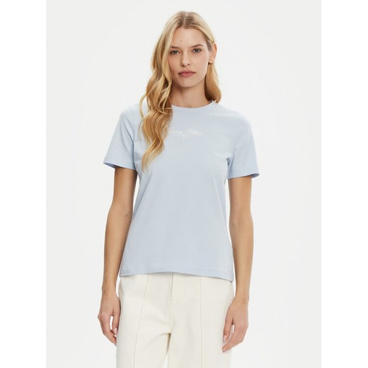 Tommy Hilfiger T-Shirt WW0WW45428 Błękitny Regular Fit ze sklepu MODIVO w kategorii Bluzki damskie - zdjęcie 182753722